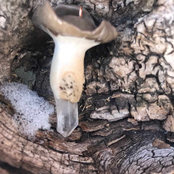 Hand Crafted Clay Mushroom Charm with Crystal - Picture 6 of 8